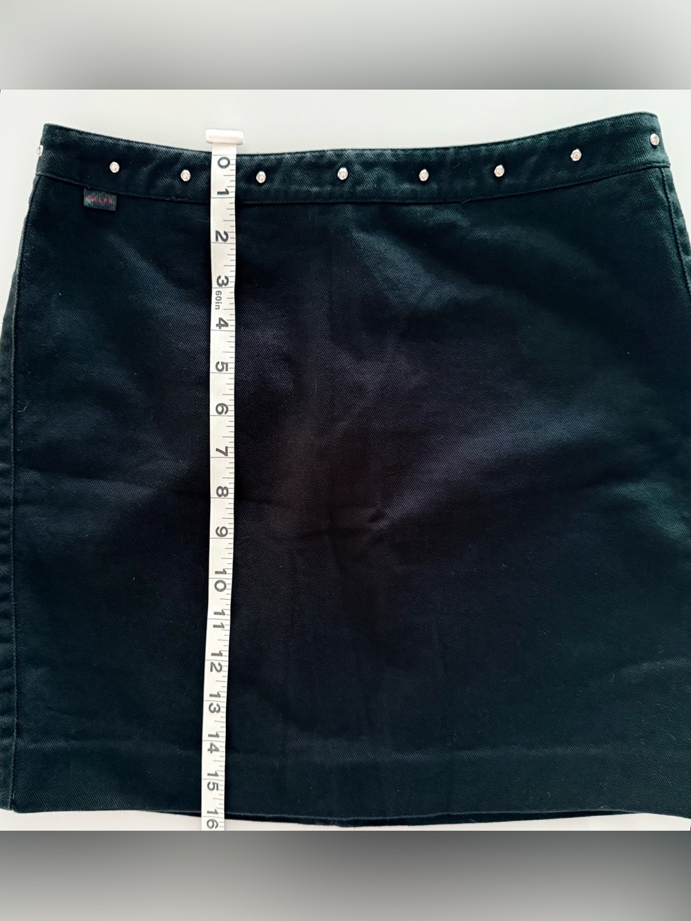 Ralph Lauren Women’s Black Studded Denim Mini Skirt - Size 2 - EUC - 100% Cotton - Picture 11 of 13